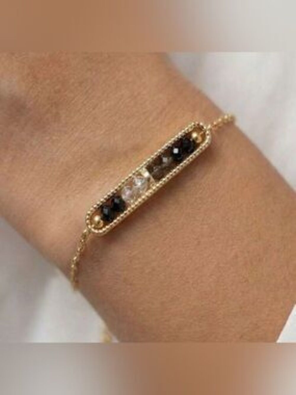 Gold Bar Bracelet Minimalist Adjustable Chain Bracelet